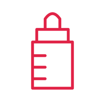 Baby feeding bottle drawn as an outline icon with clean rounded lines.
