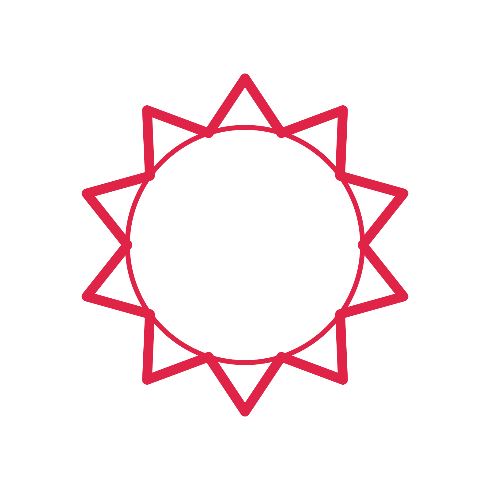 An open 10-point badge with deep scallops, without a ribbon.