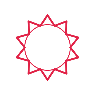 An open 10-point badge with deep scallops, without a ribbon.