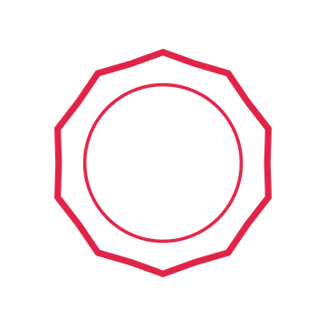 An open 10-point badge with shallow scallops, without a ribbon.