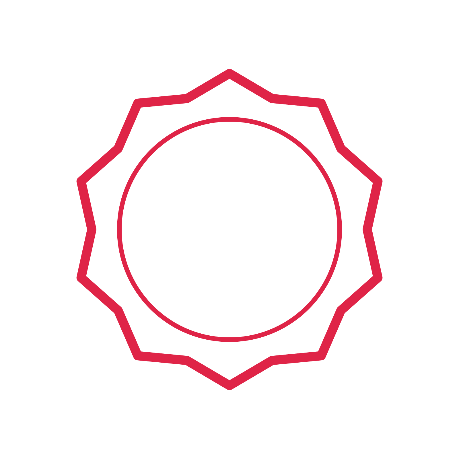 An open 10-point badge with soft scallops, without a ribbon.