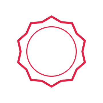 An open 10-point badge with soft scallops, without a ribbon.