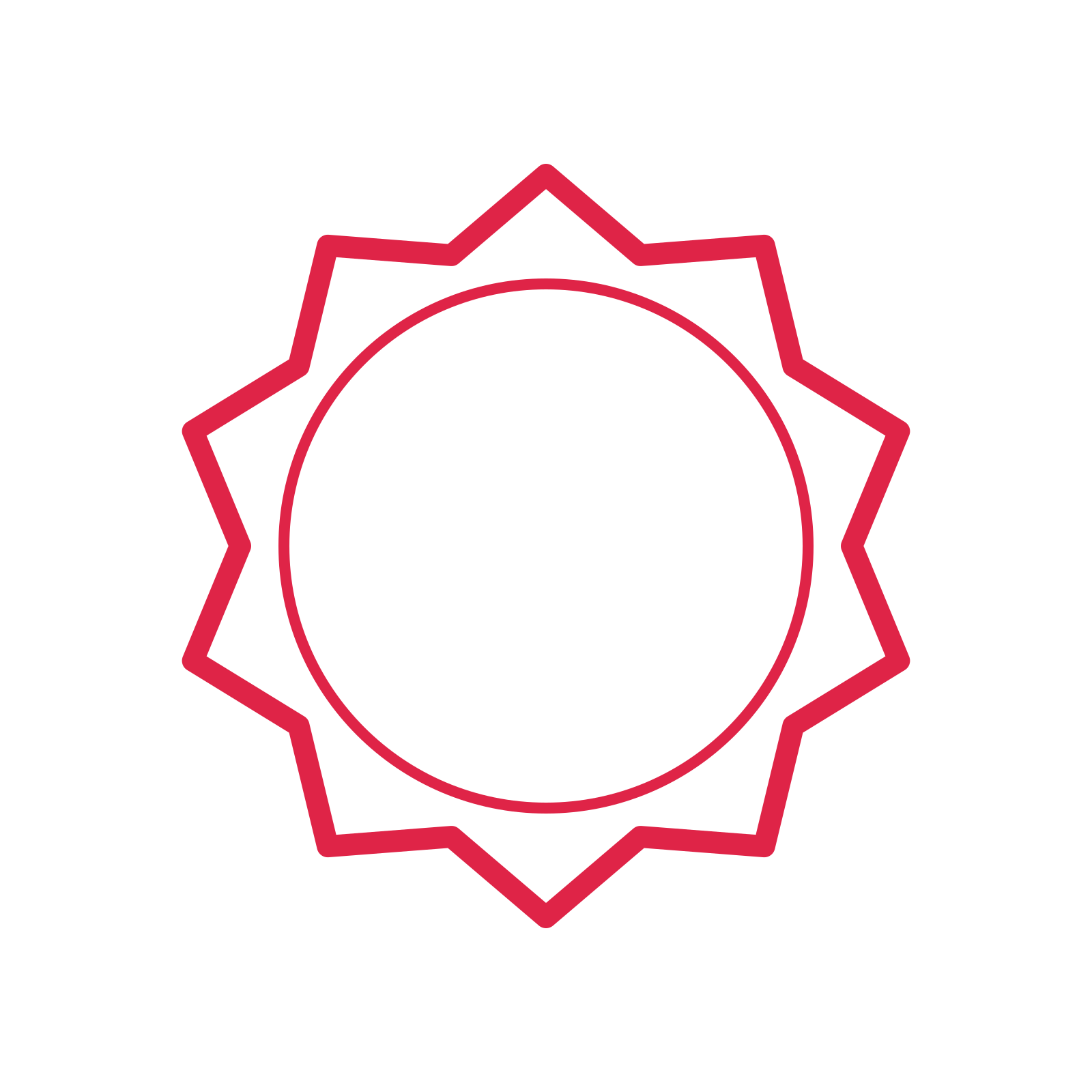 An open 10-point badge with classic scallops, without a ribbon.
