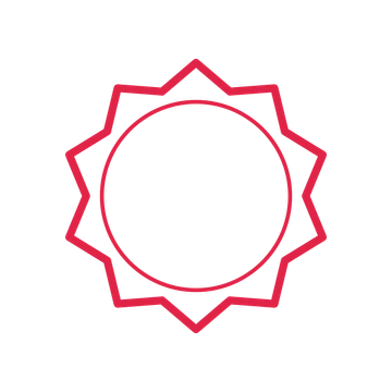 An open 10-point badge with classic scallops, without a ribbon.