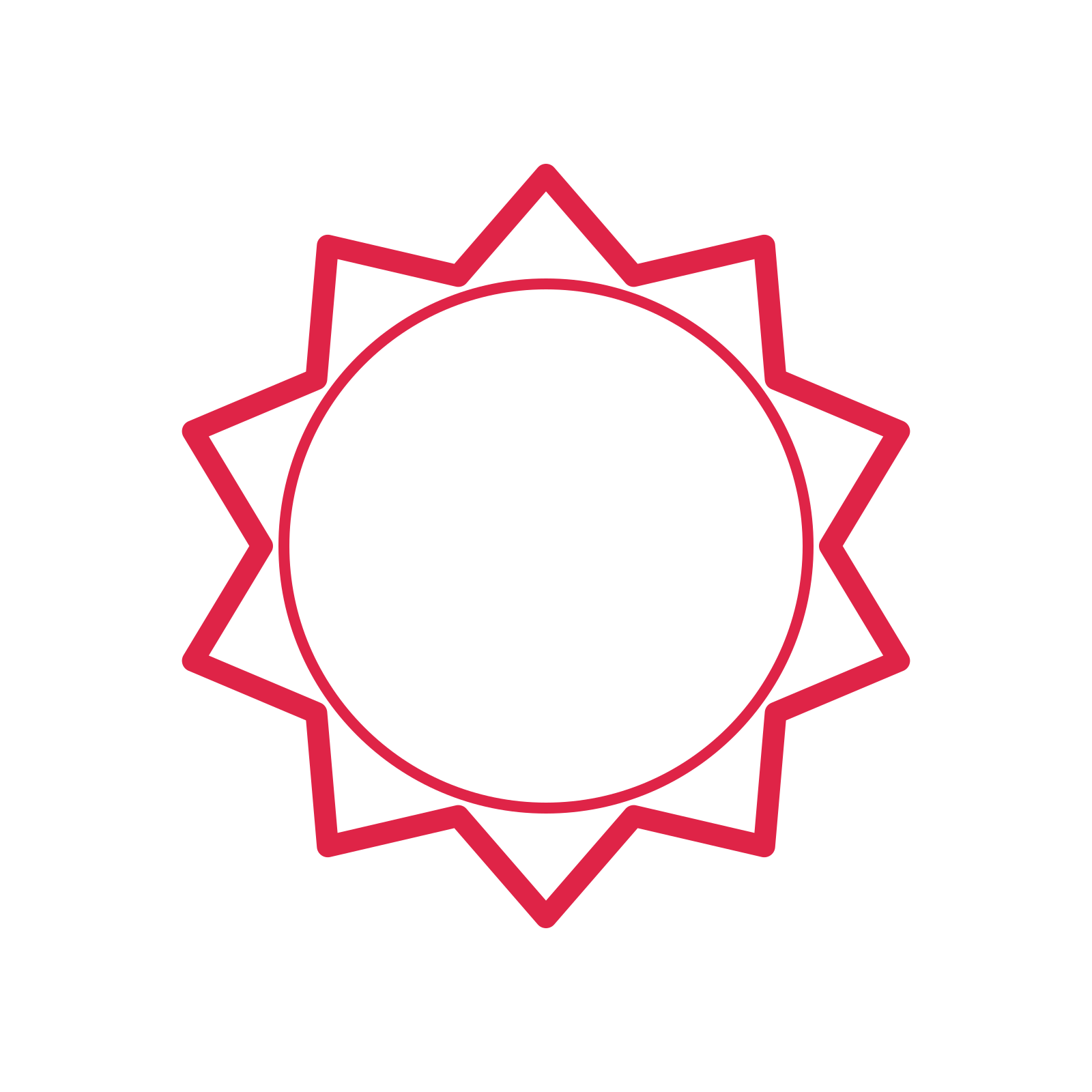 An open 10-point badge with pronounced scallops, without a ribbon.
