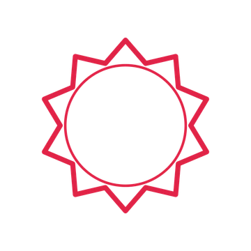 An open 10-point badge with pronounced scallops, without a ribbon.