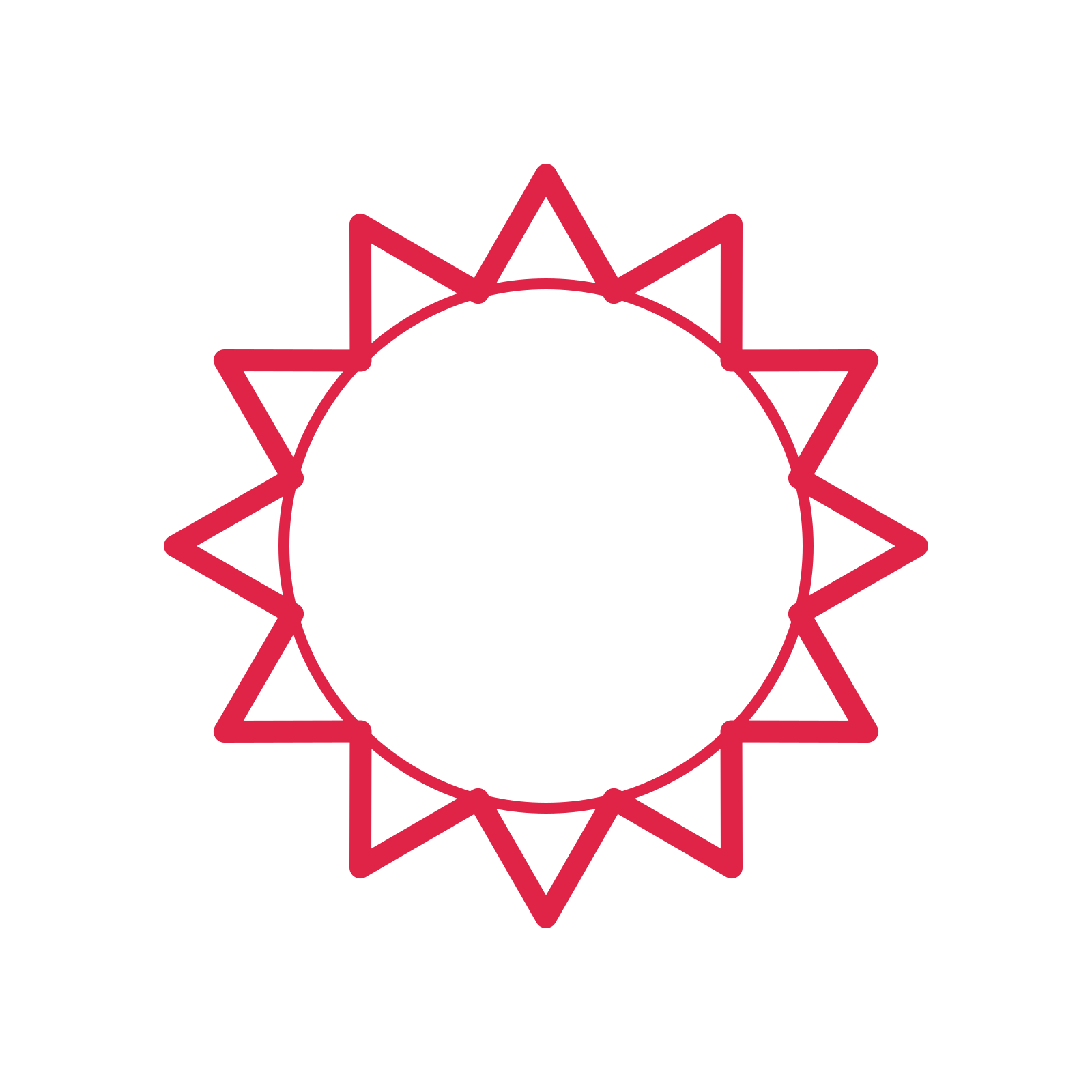 An open 12-point badge with deep scallops, without a ribbon.