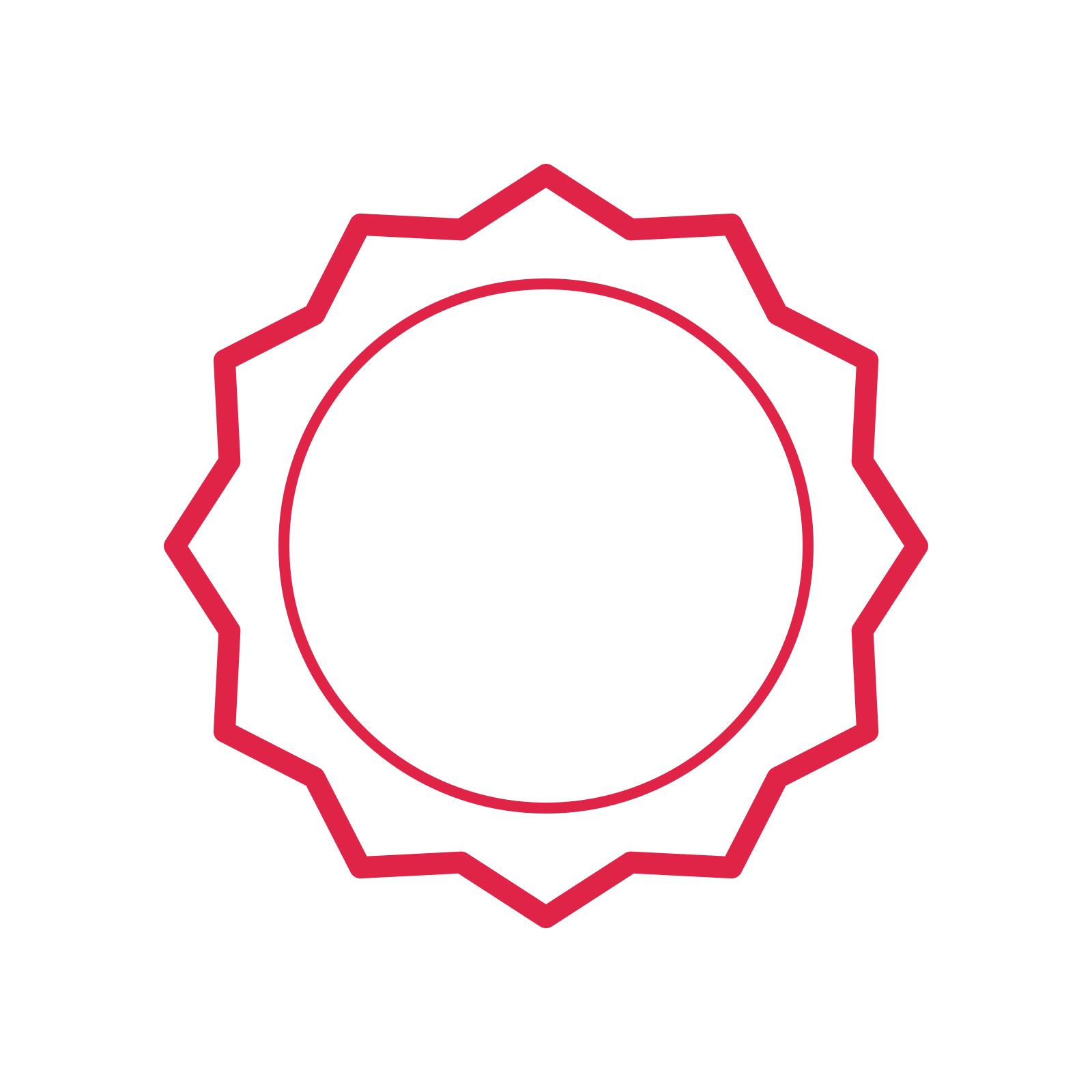 An open 12-point badge with soft scallops, without a ribbon.