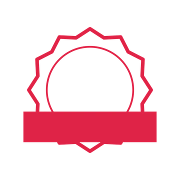 An open 12-point badge with soft scallops, with a straight ribbon.