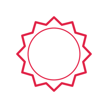 An open 12-point badge with classic scallops, without a ribbon.