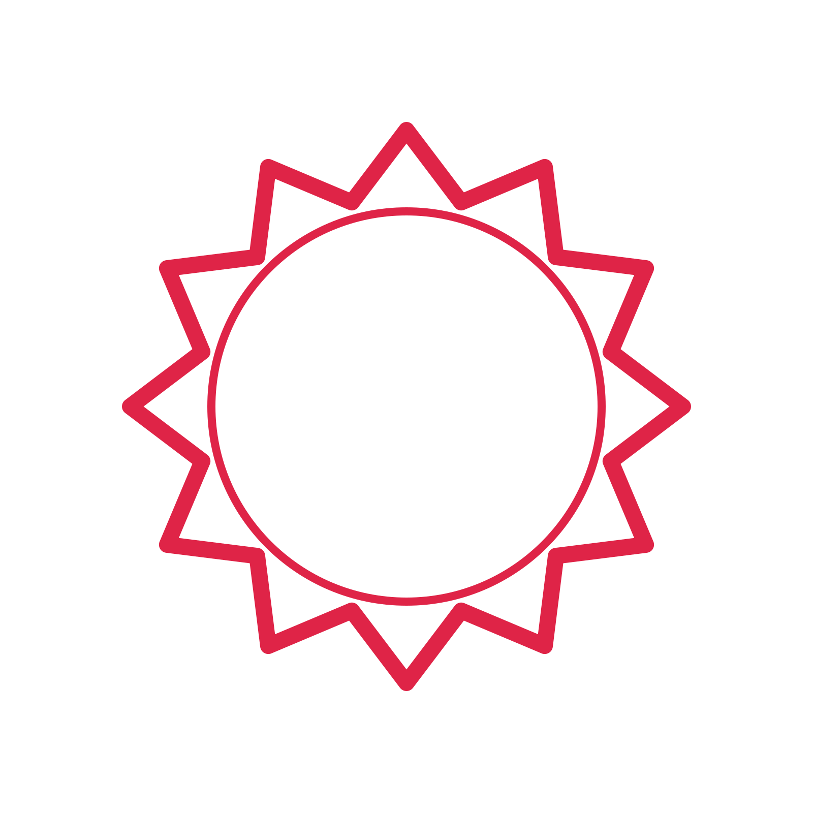 An open 12-point badge with pronounced scallops, without a ribbon.