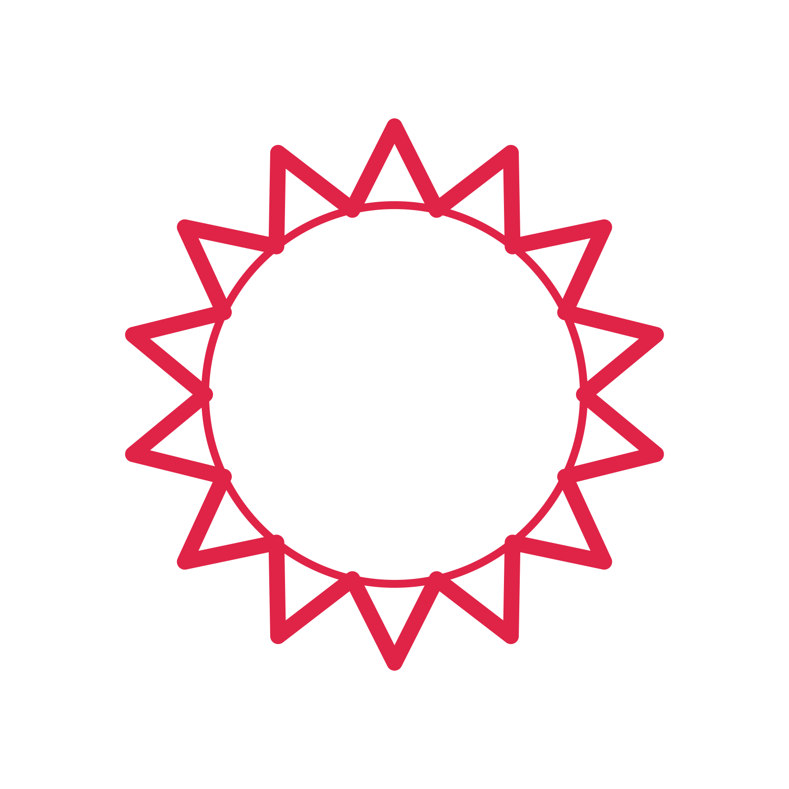 An open 14-point badge with deep scallops, without a ribbon.