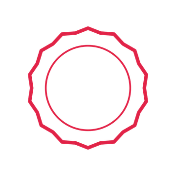 An open 14-point badge with shallow scallops, without a ribbon.
