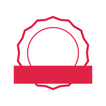 An open 14-point badge with shallow scallops, with a straight ribbon.