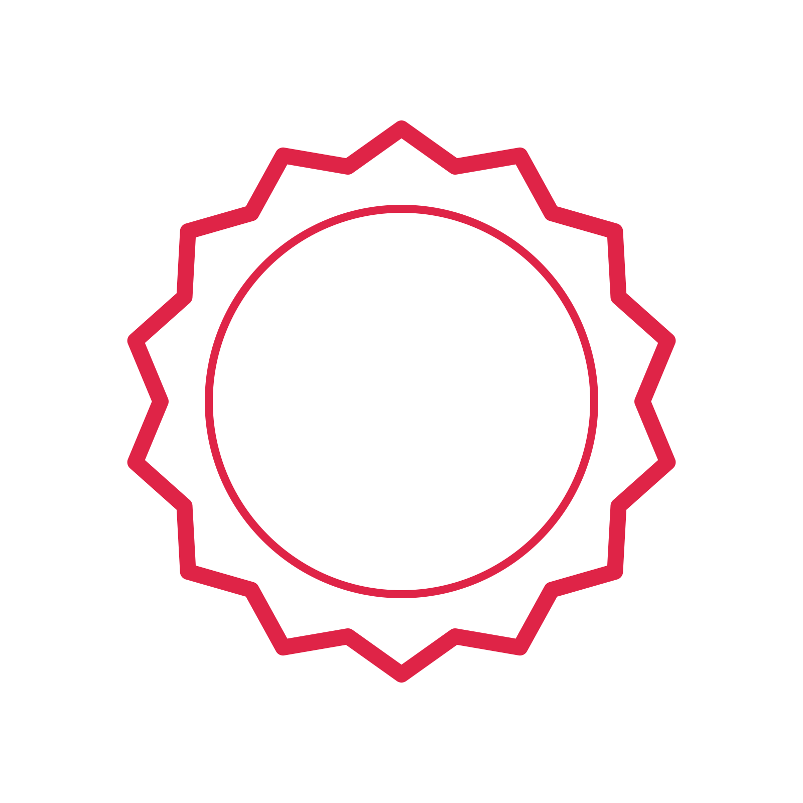 An open 14-point badge with soft scallops, without a ribbon.