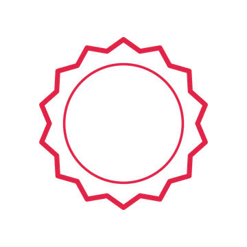 An open 14-point badge with soft scallops, without a ribbon.