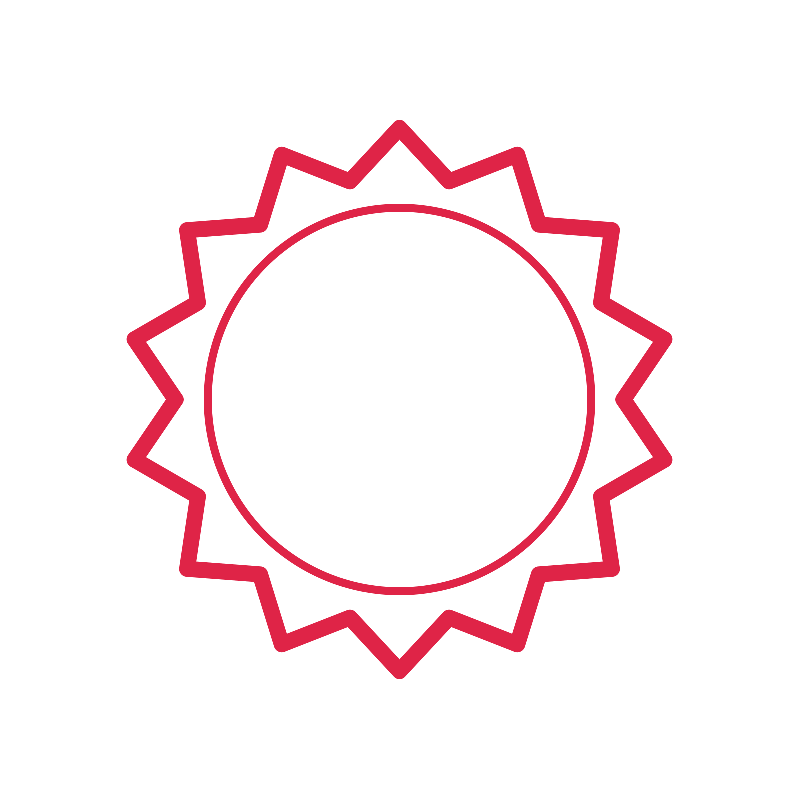 An open 14-point badge with classic scallops, without a ribbon.