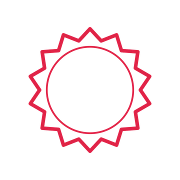 An open 14-point badge with classic scallops, without a ribbon.
