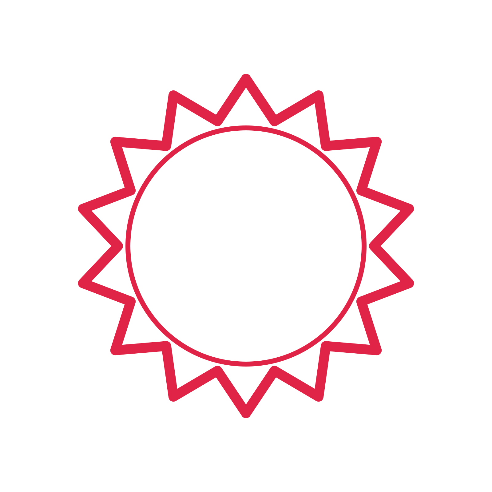 An open 14-point badge with pronounced scallops, without a ribbon.