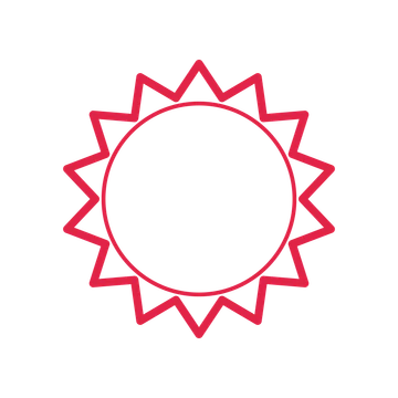 An open 14-point badge with pronounced scallops, without a ribbon.