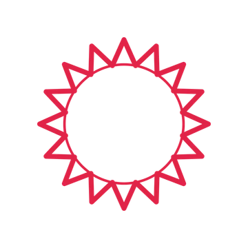 An open 16-point badge with deep scallops, without a ribbon.