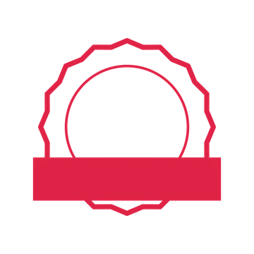 An open 16-point badge with shallow scallops, with a straight ribbon.