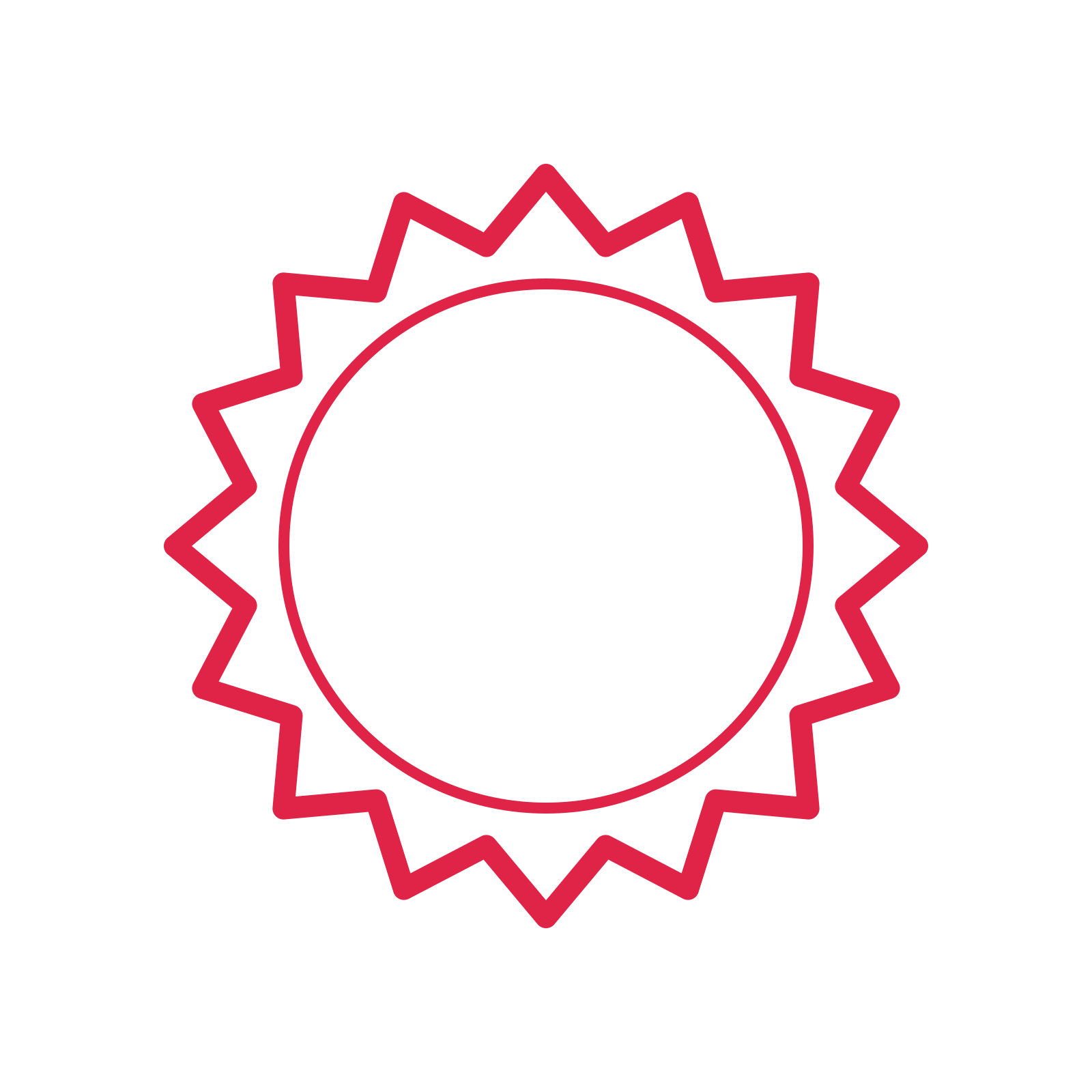 An open 16-point badge with classic scallops, without a ribbon.