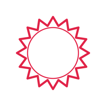 An open 16-point badge with pronounced scallops, without a ribbon.