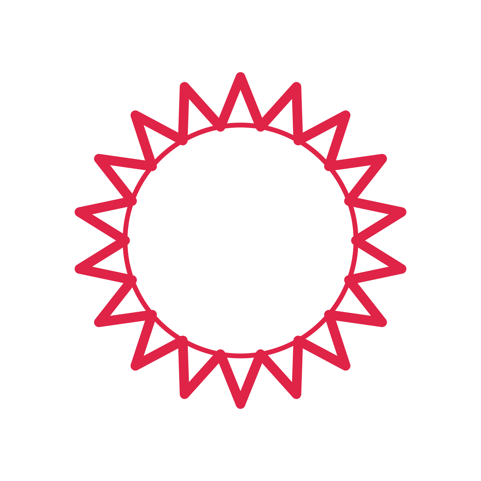 An open 18-point badge with deep scallops, without a ribbon.