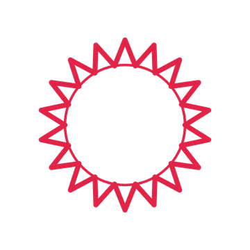 An open 18-point badge with deep scallops, without a ribbon.