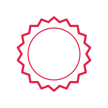 An open 18-point badge with soft scallops, without a ribbon.