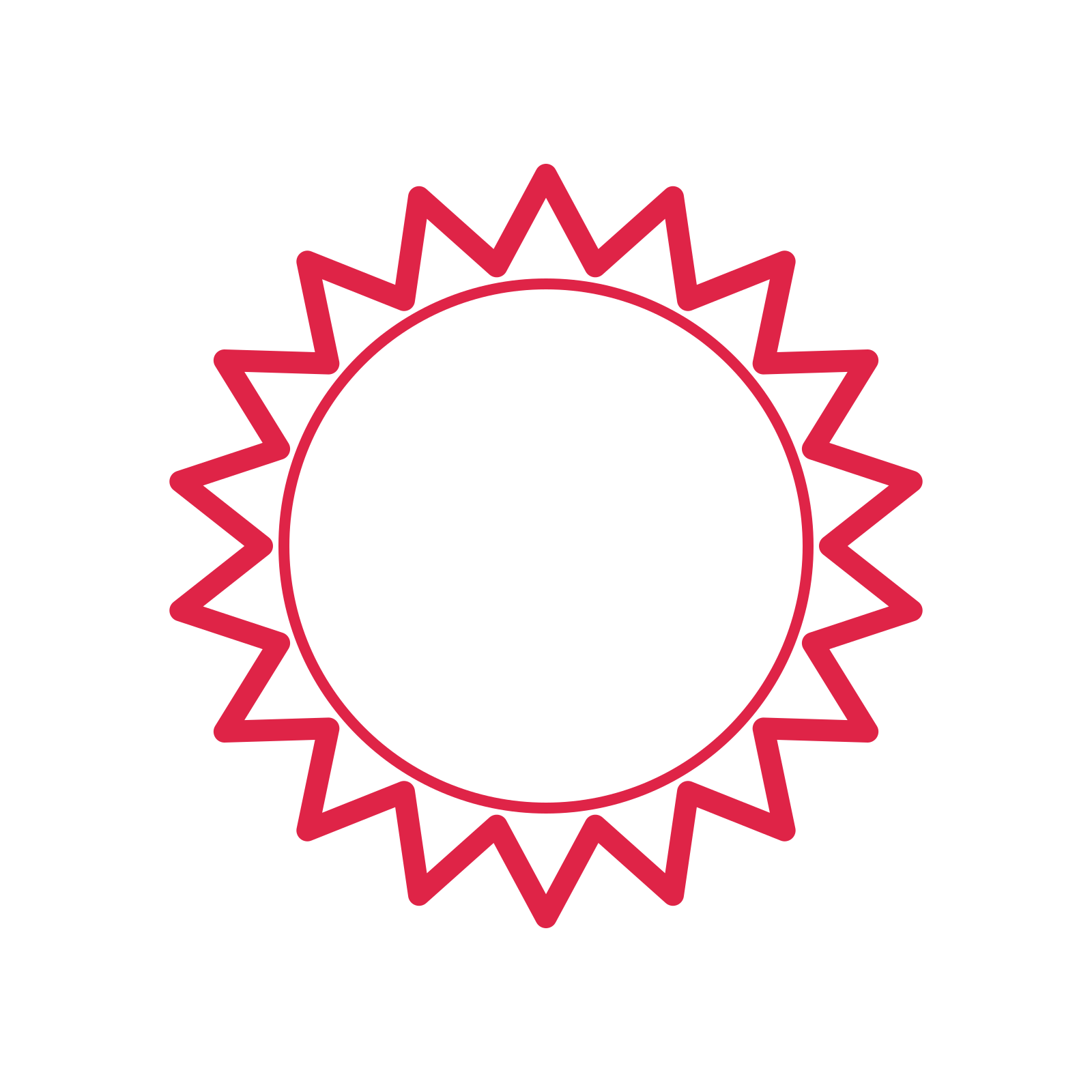 An open 18-point badge with pronounced scallops, without a ribbon.