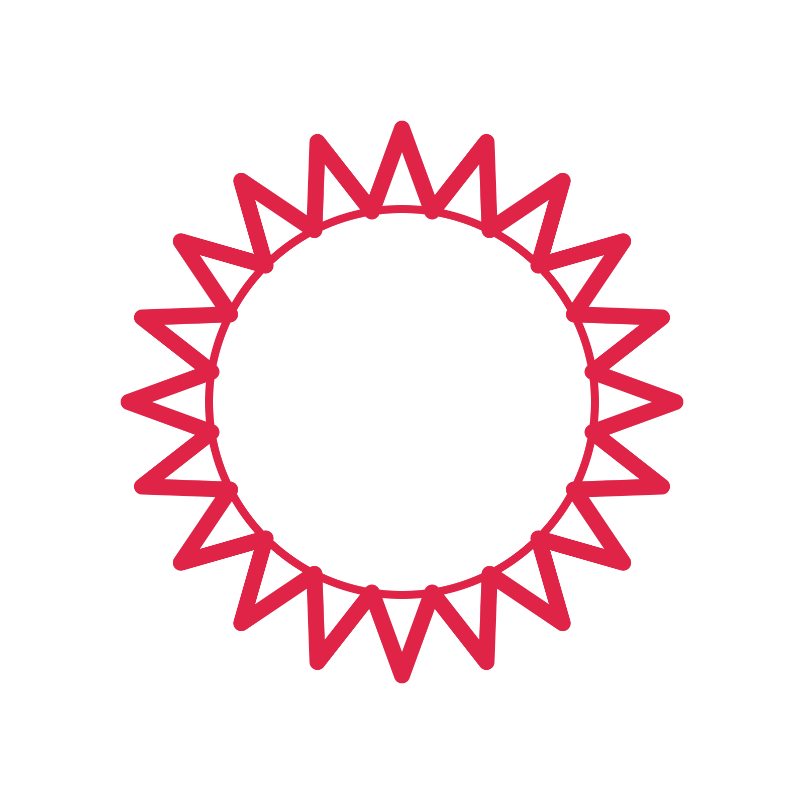 An open 20-point badge with deep scallops, without a ribbon.