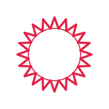 An open 20-point badge with deep scallops, without a ribbon.