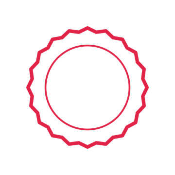 An open 20-point badge with shallow scallops, without a ribbon.