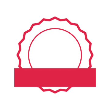 An open 20-point badge with shallow scallops, with a straight ribbon.