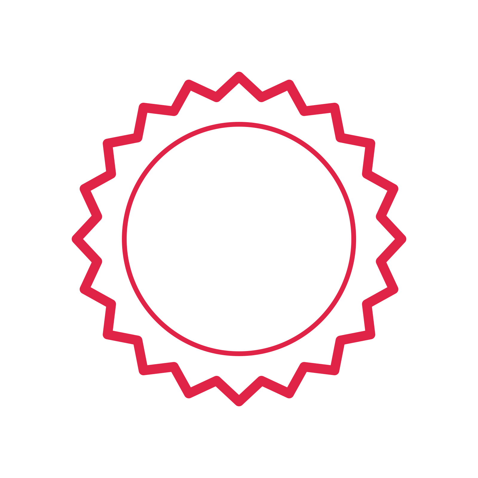 An open 20-point badge with soft scallops, without a ribbon.