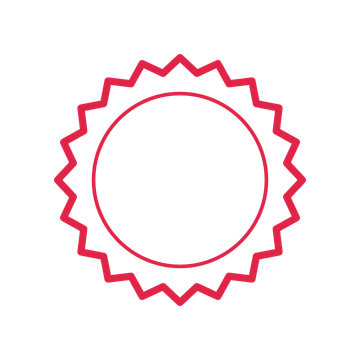 An open 20-point badge with soft scallops, without a ribbon.
