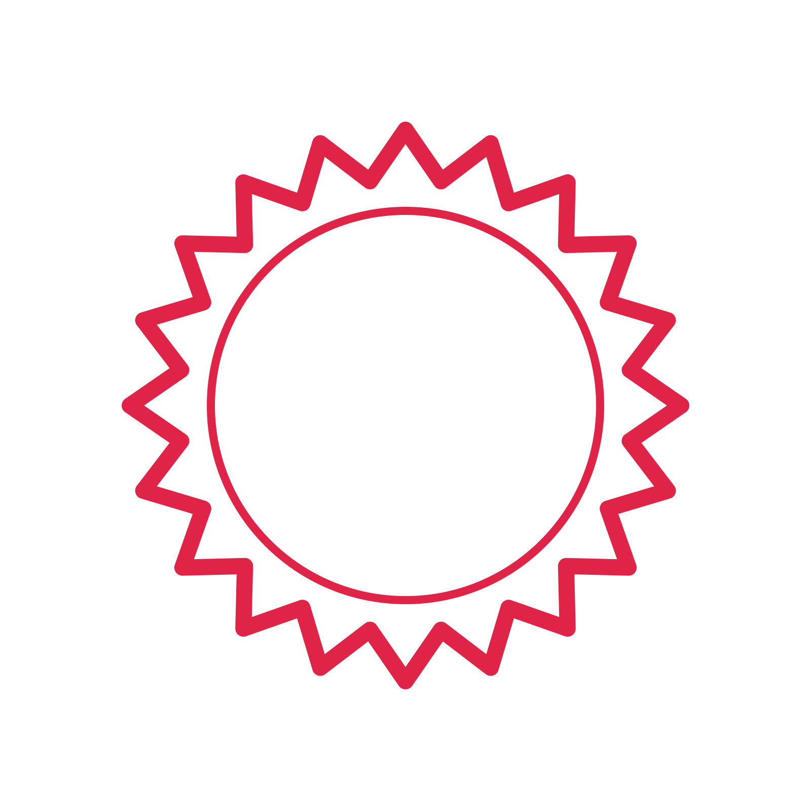 An open 20-point badge with classic scallops, without a ribbon.