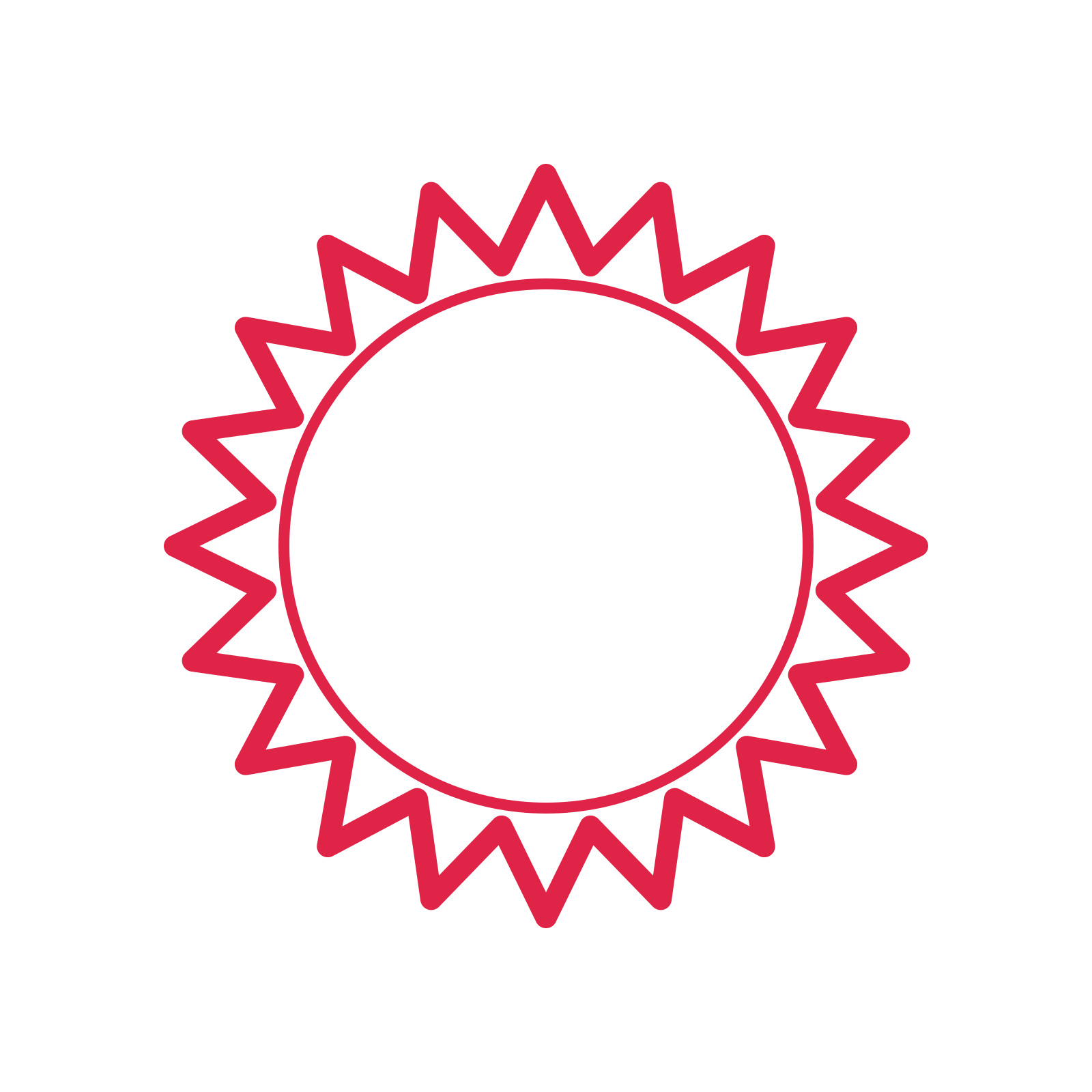 An open 20-point badge with pronounced scallops, without a ribbon.