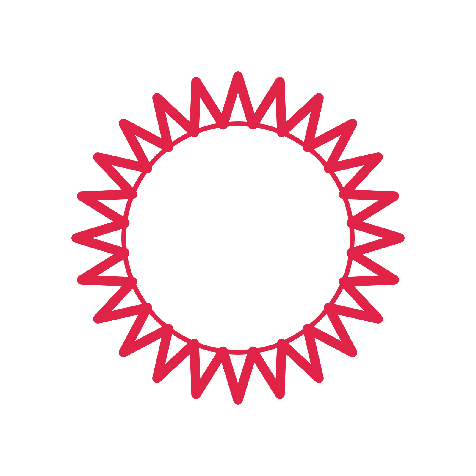 An open 24-point badge with deep scallops, without a ribbon.
