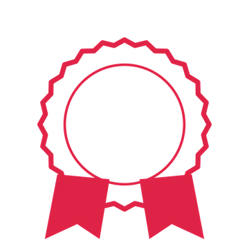 An open 24-point badge with shallow scallops, with a split ribbon.