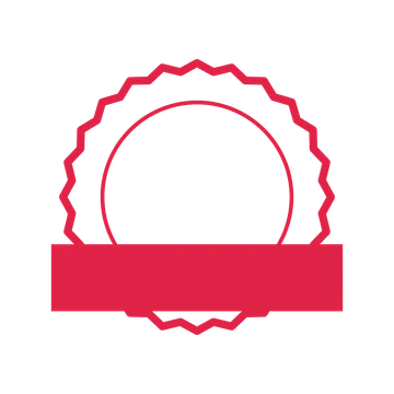 An open 24-point badge with shallow scallops, with a straight ribbon.
