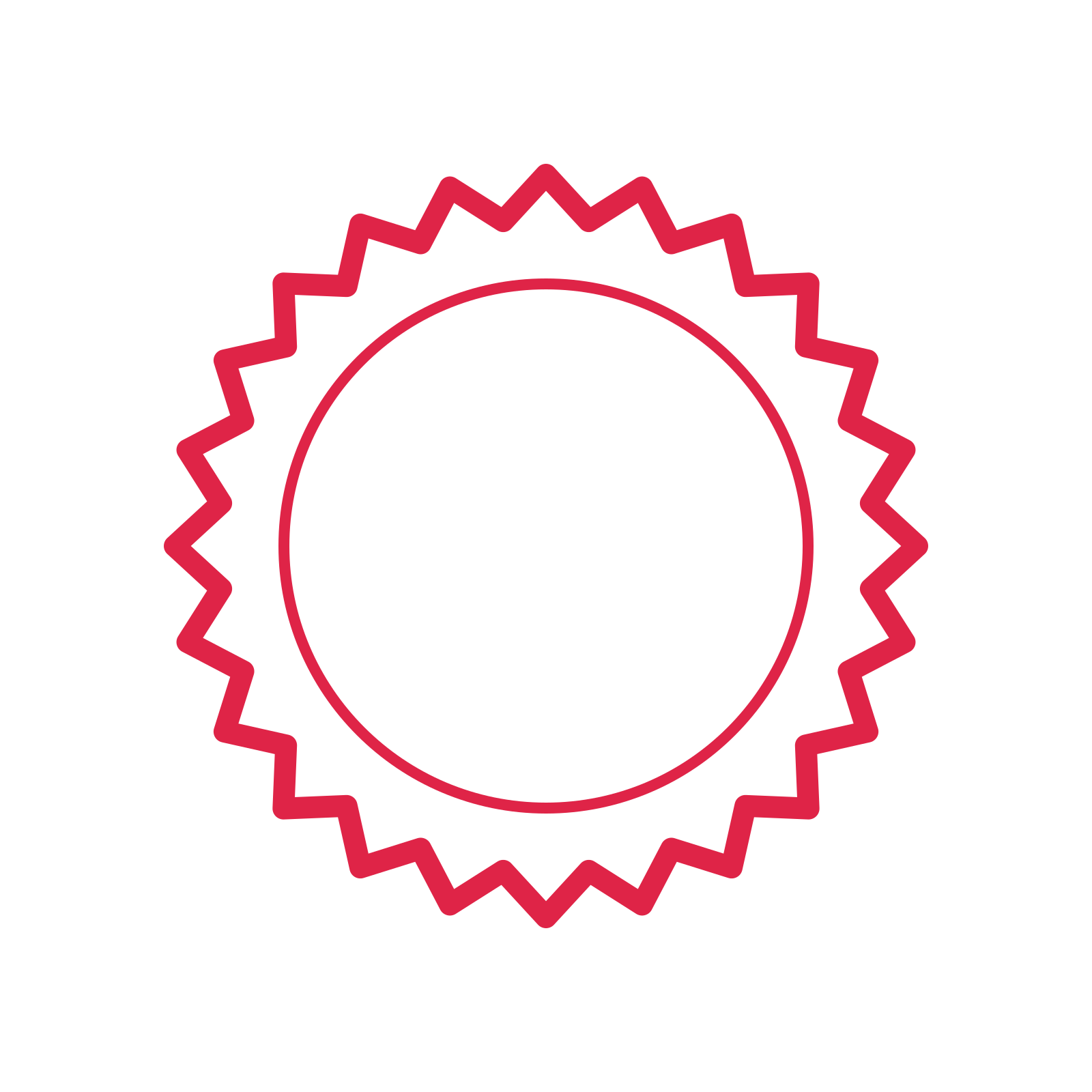 An open 24-point badge with soft scallops, without a ribbon.