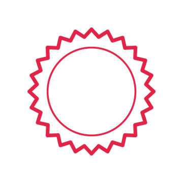 An open 24-point badge with soft scallops, without a ribbon.