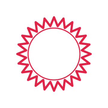 An open 24-point badge with pronounced scallops, without a ribbon.
