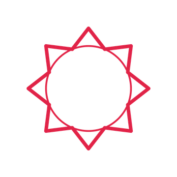 An open 8-point badge with deep scallops, without a ribbon.