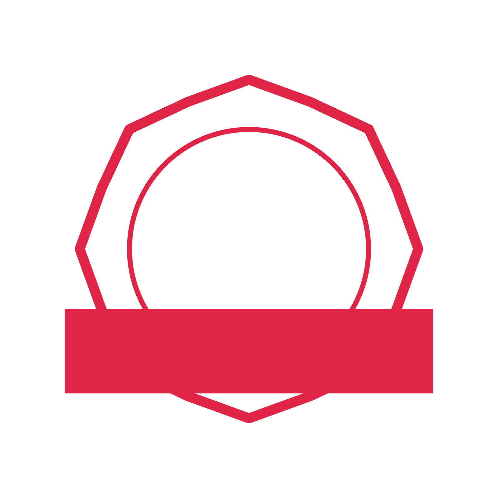 An open 8-point badge with shallow scallops, with a straight ribbon.