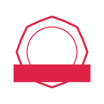 An open 8-point badge with shallow scallops, with a straight ribbon.