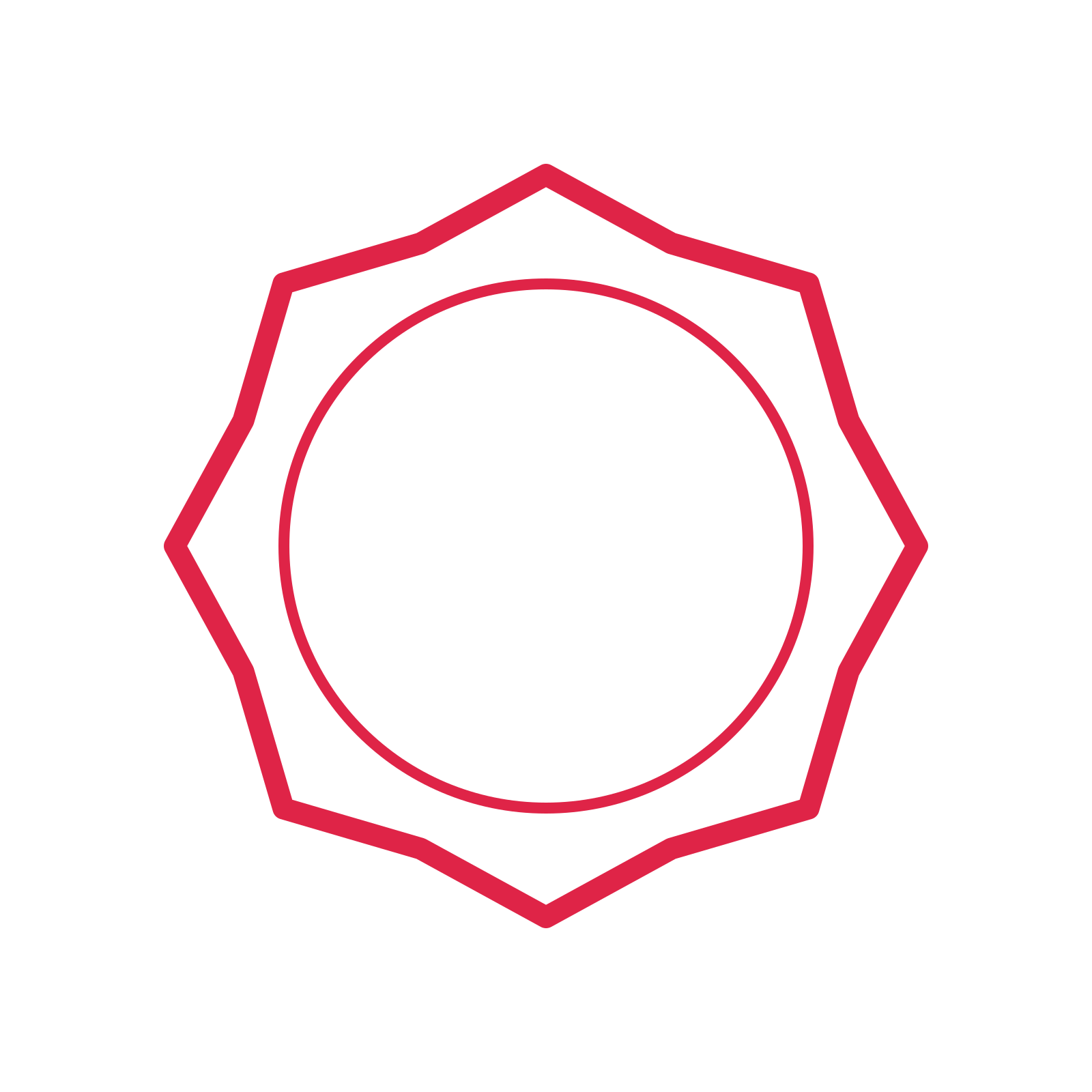 An open 8-point badge with soft scallops, without a ribbon.